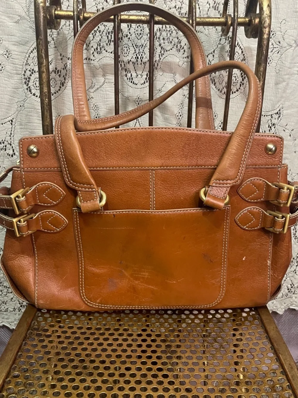 Maxx New York: cognac brown leather satchel